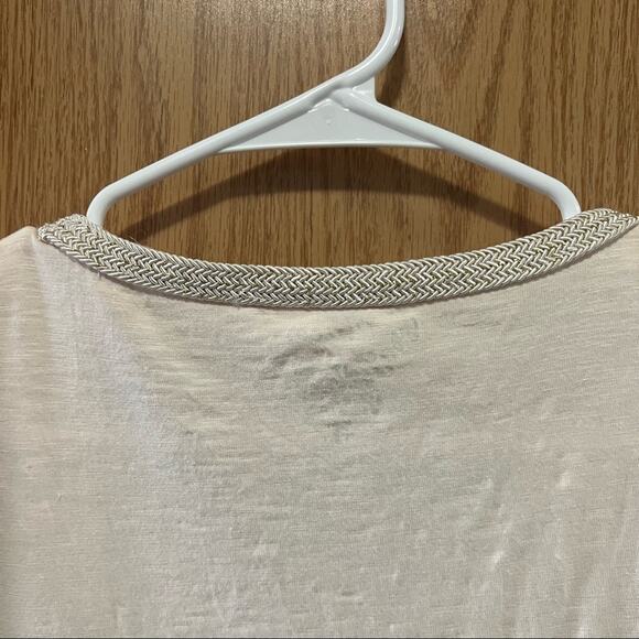Chico’s 3/4 Sleeve Peach Top w/ Braided Cream & Gold Detail Size 1 / US Size 8 - Picture 5 of 7